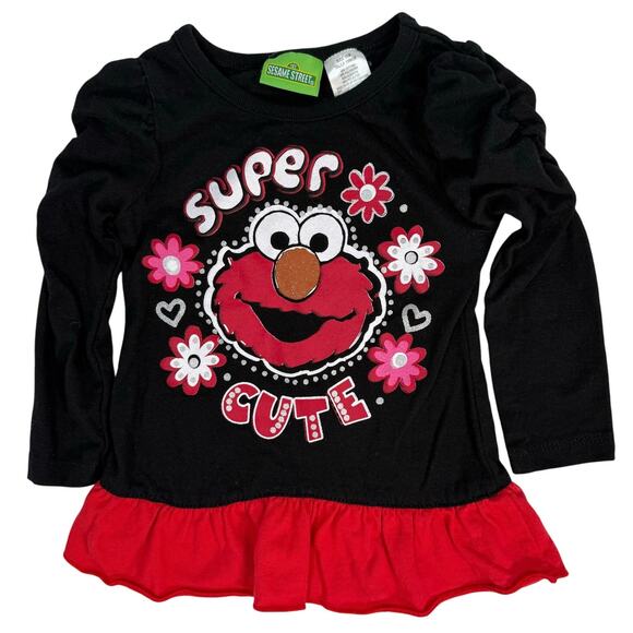 Sesame Street Elmo Super Cute Dress 18M Black Red Ruffle Long Sleeve - Picture 1 of 4